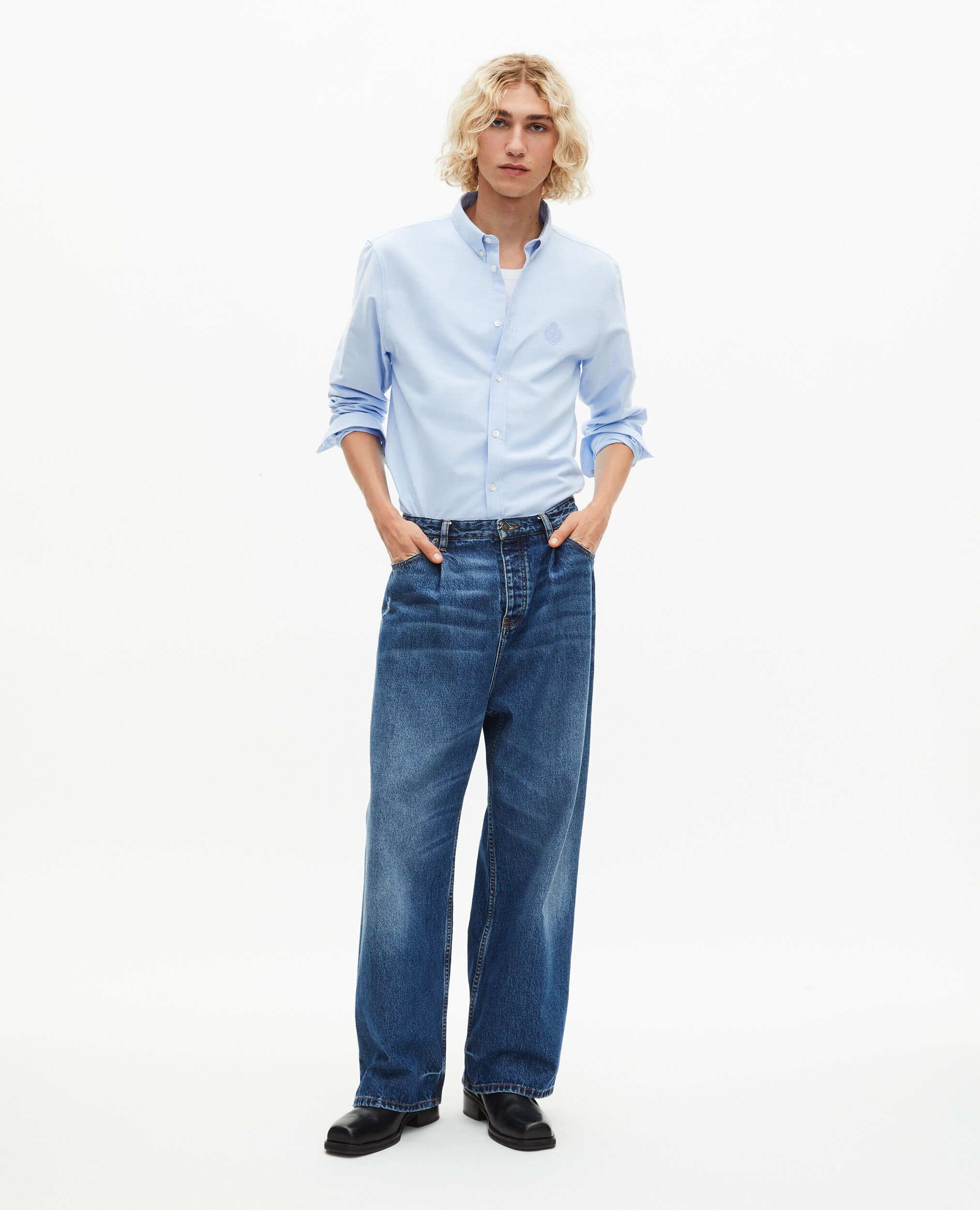 Light blue formal shirt with classic collar, BLUE, hi-res image number null