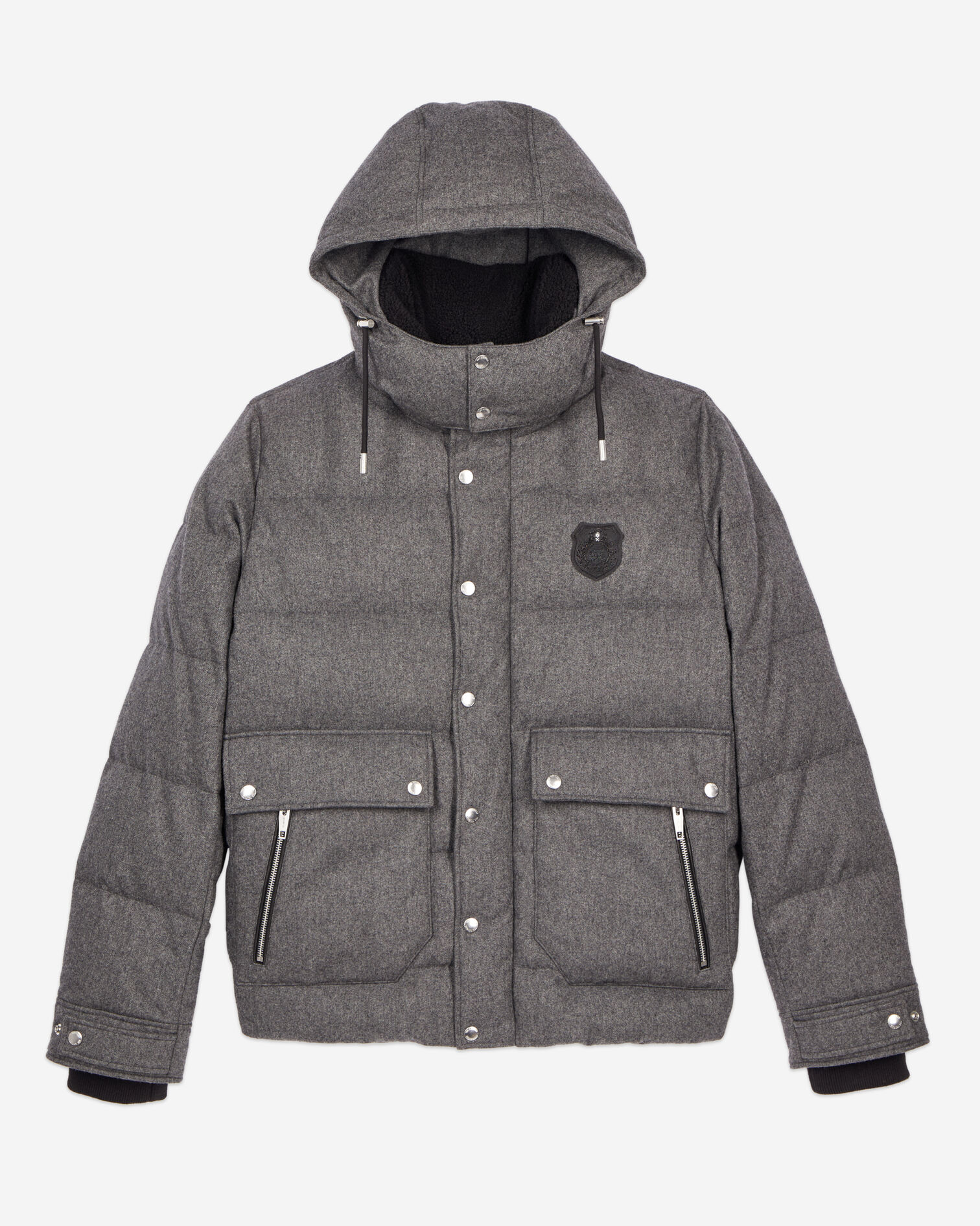 Graue Daunenjacke aus Flanell, GRIS CLAIR, hi-res image number null