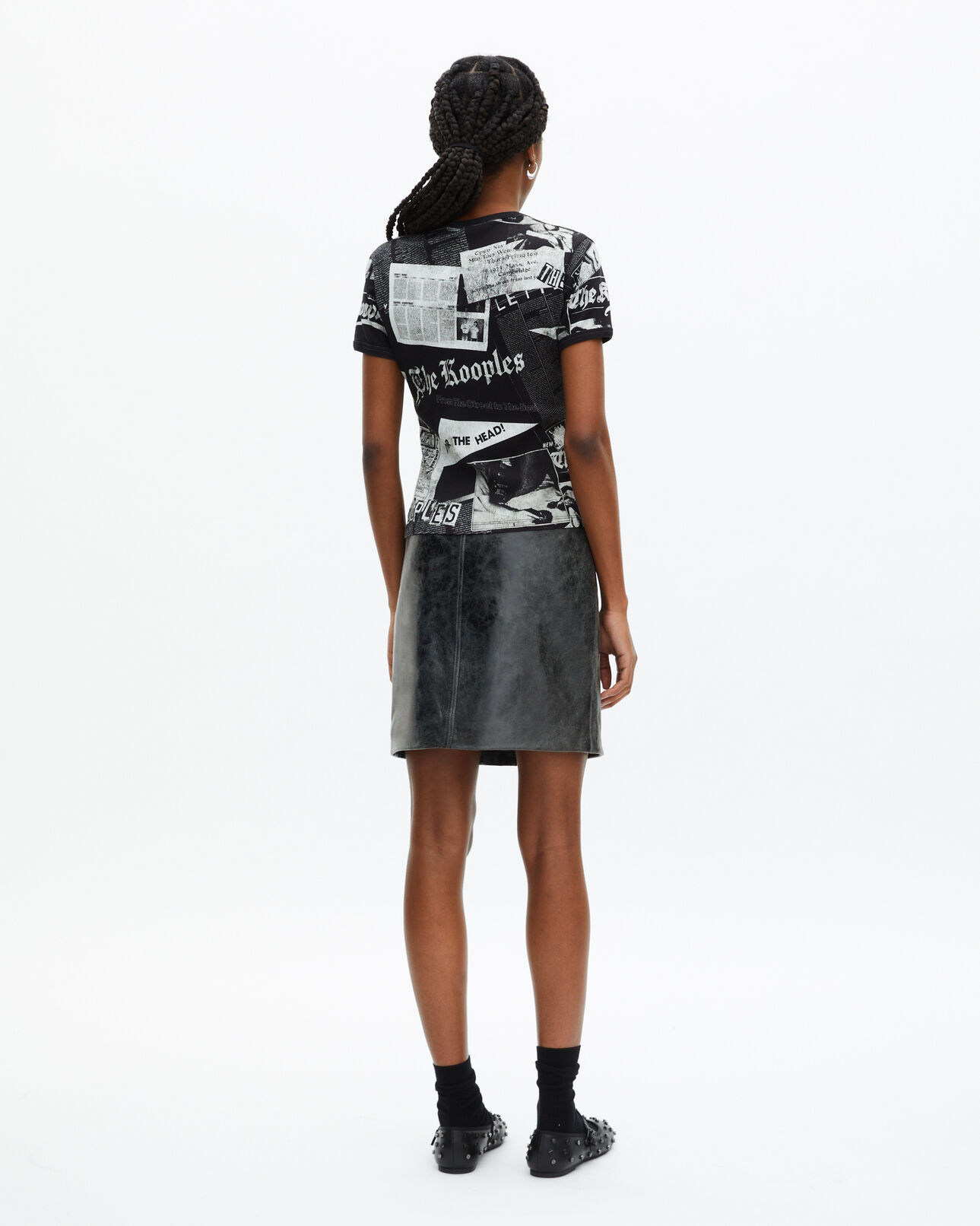 The Kooples MUJER BLACK WASHED camiseta con serigrafía en blanco y negro