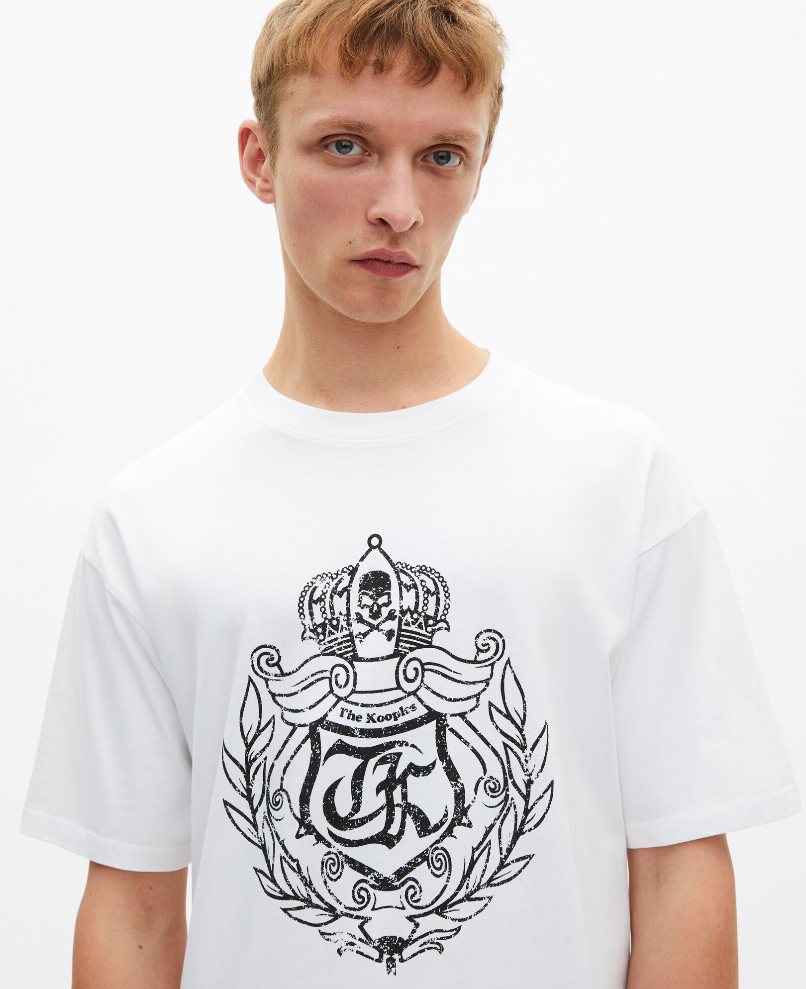 The Kooples HOMME WHITE t-shirt à sérigraphie blason blanc