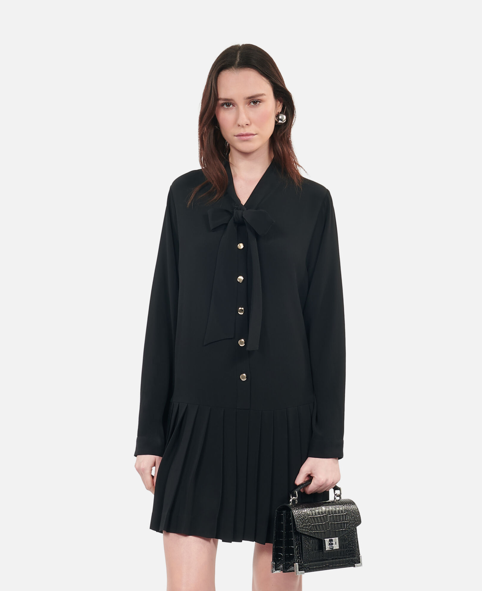 The Kooples MUJER BLACK vestido negro corto plisado