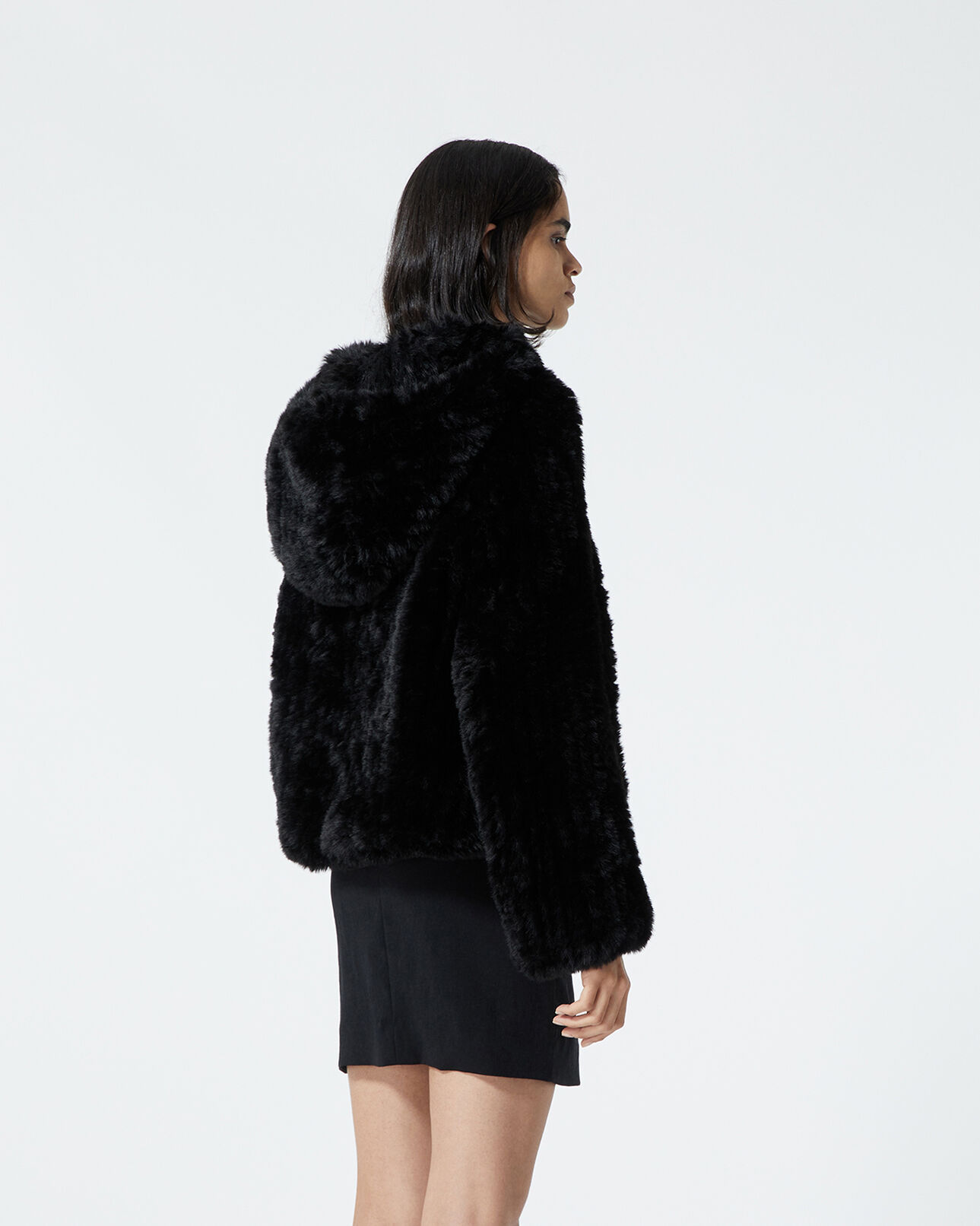 The Kooples WOMEN BLACK black sweatshirt in faux fur