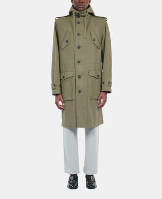The Kooples MEN OLIVE NIGHT long khaki hooded parka