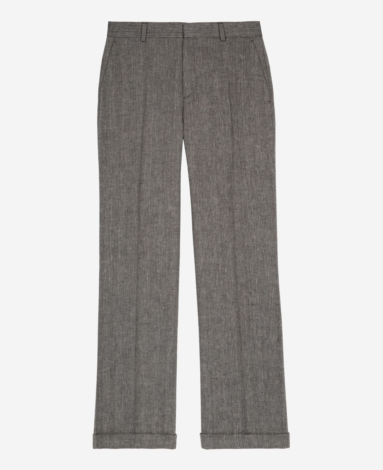 The Kooples WOMEN GREY straight-legged tailored trousers in gray wool and linen