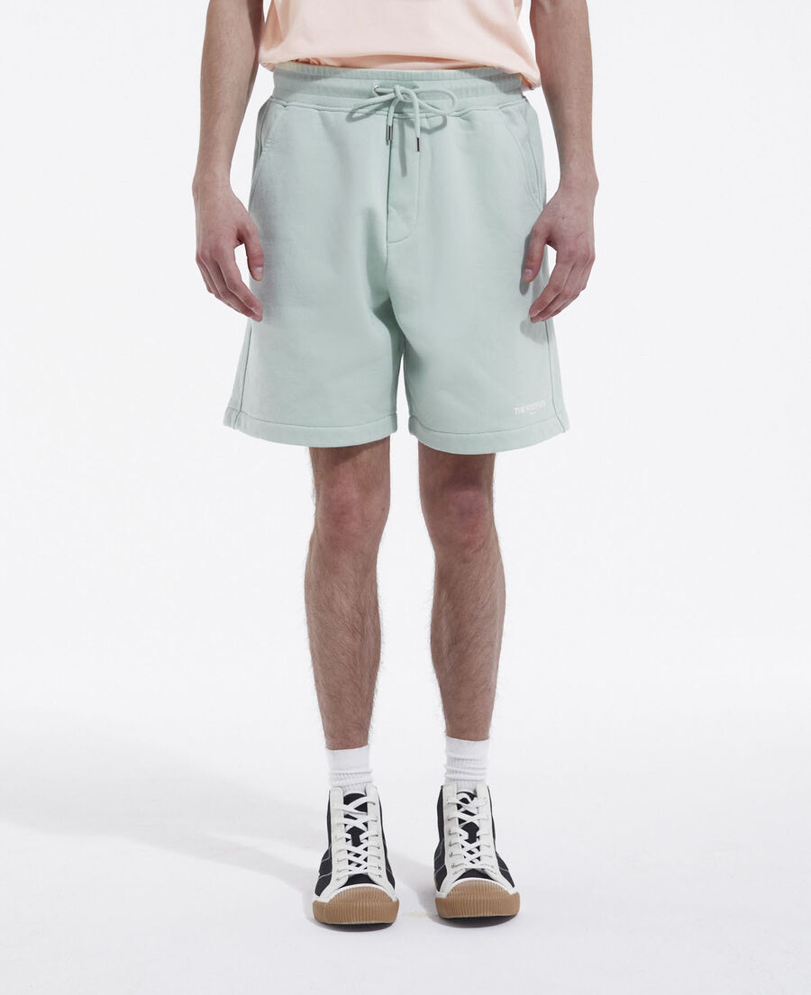 green cotton shorts with logo and elastic waist