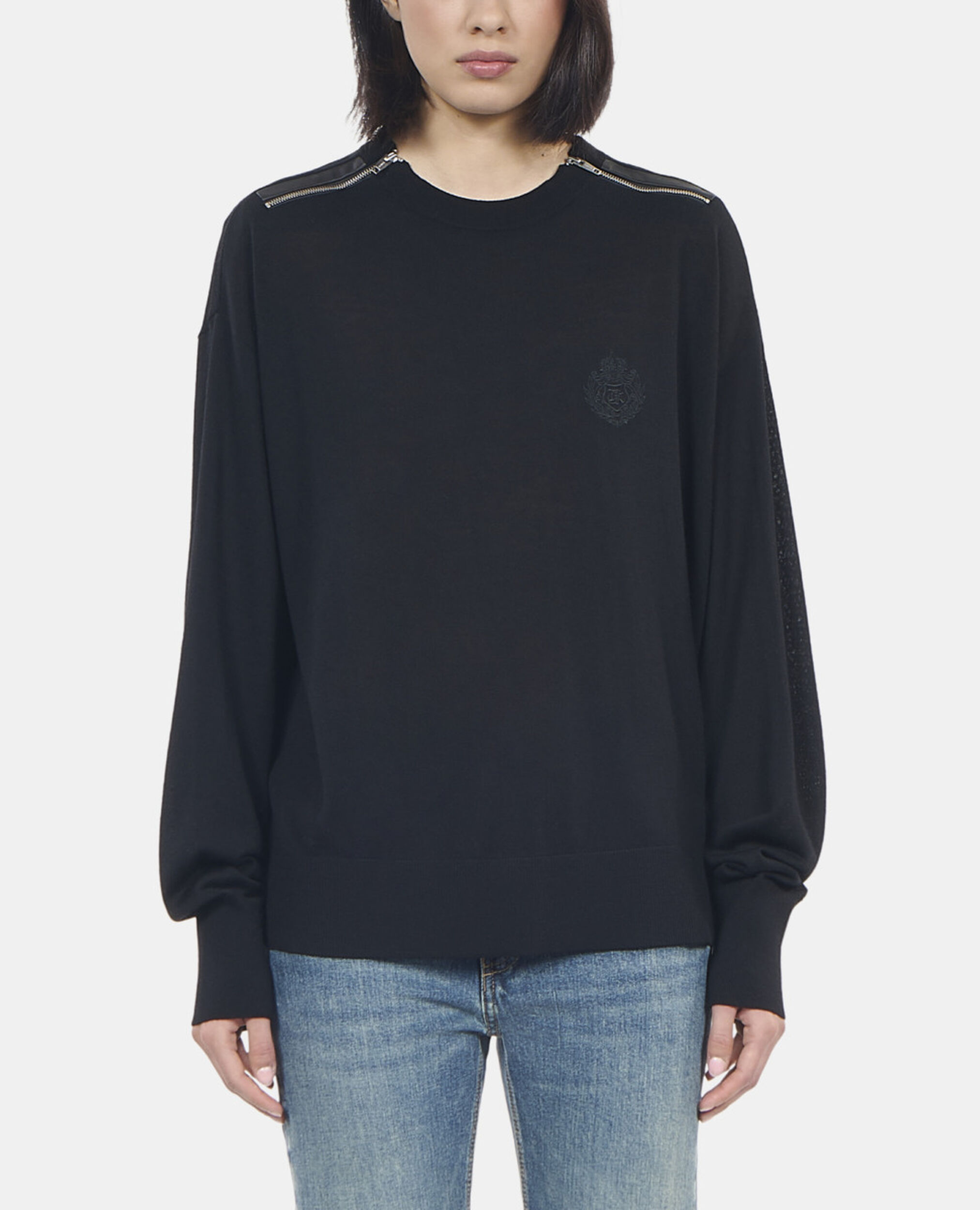 Pull en laine mérinos noir, BLACK, hi-res image number null