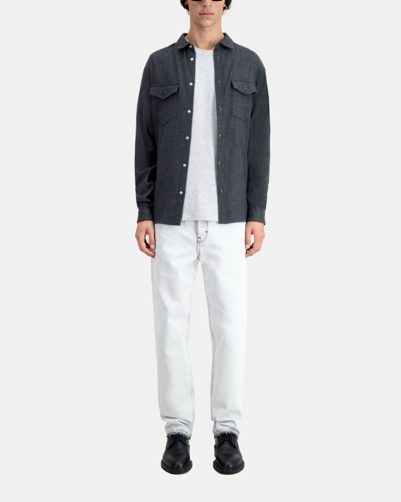 The Kooples MEN GREY grey flannel shirt