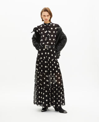 The Kooples FEMME BLACK WHITE top imprimé pois en soie mélangée noir