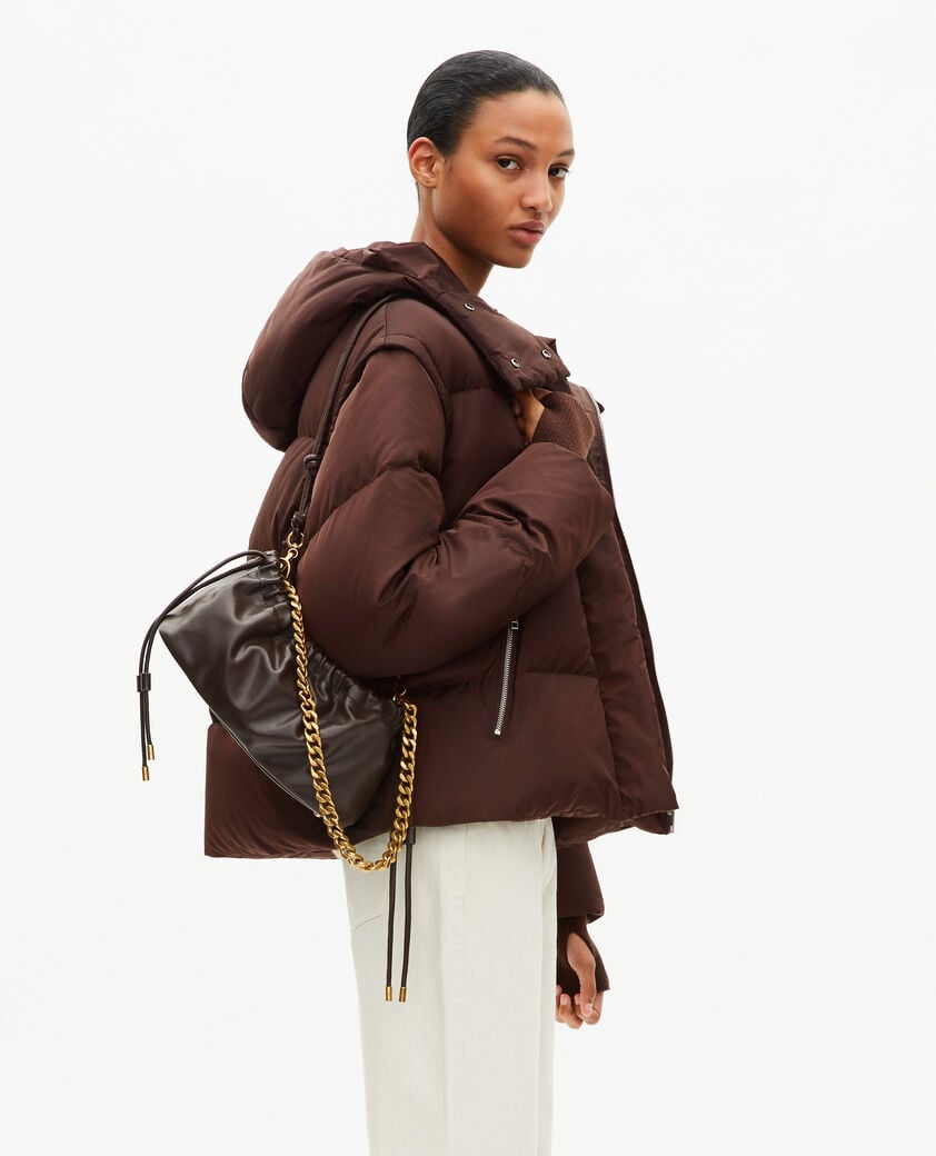 The Kooples F CHOCOLATE brown down jacket with removable sleeves