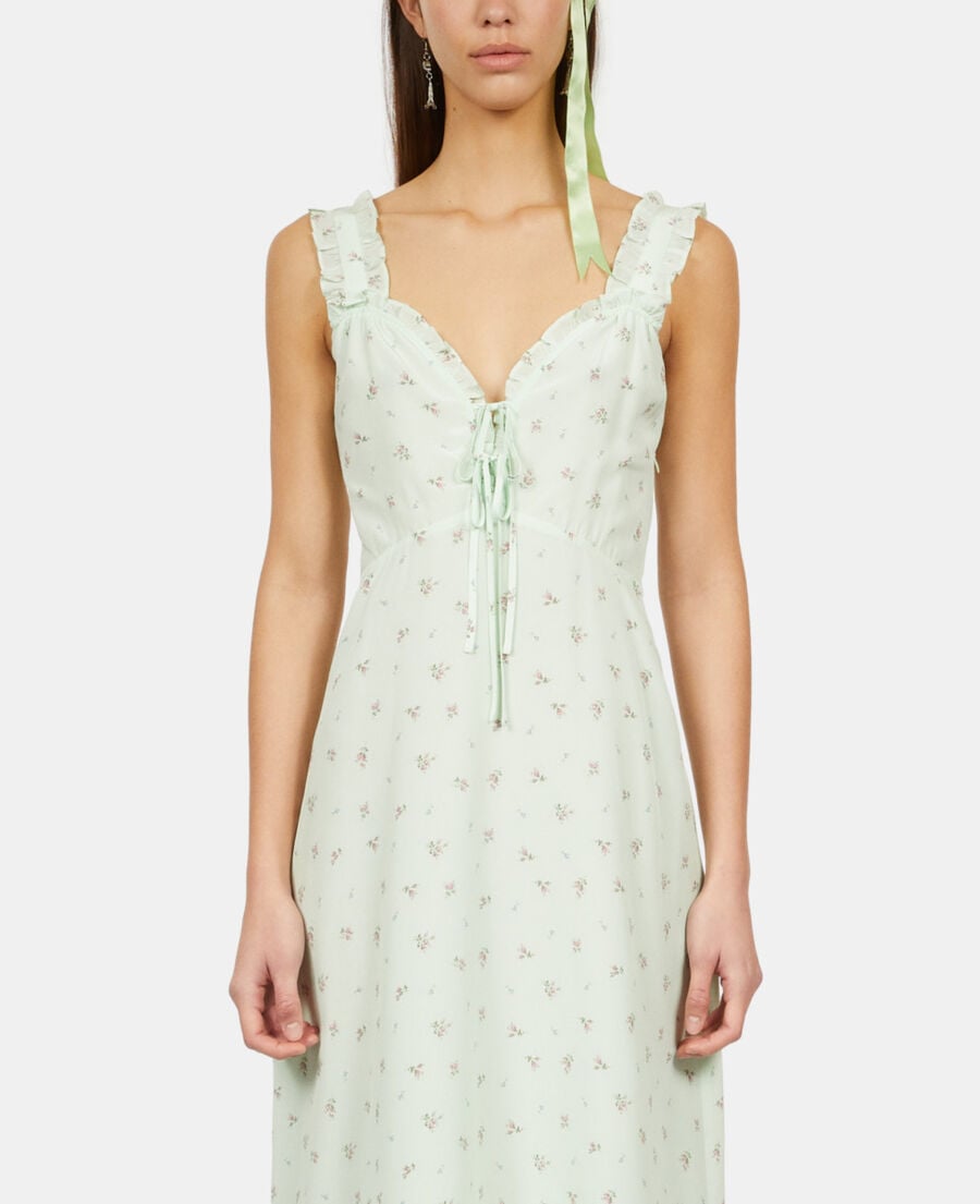 The Kooples WOMEN GREEN long printed dress