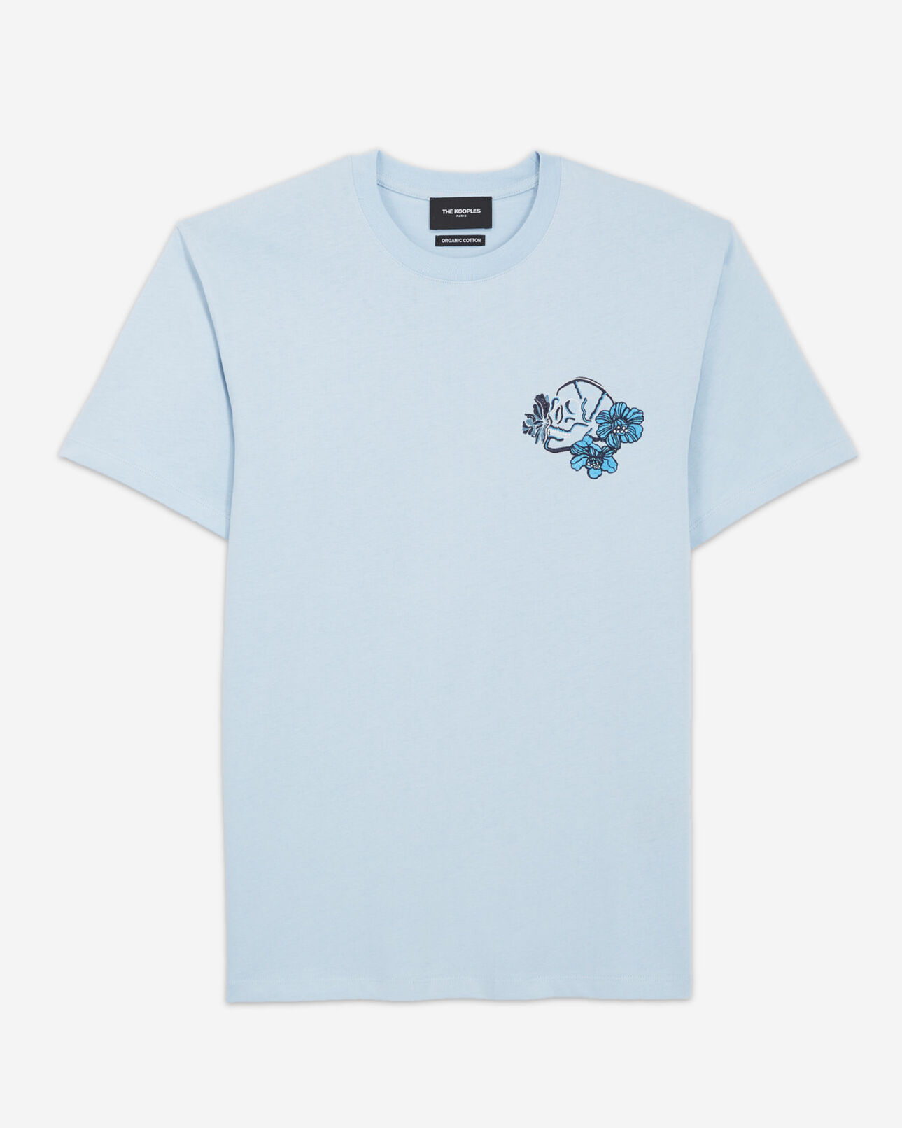 The Kooples MEN BLUE blue printed t-shirt with skull and flowers