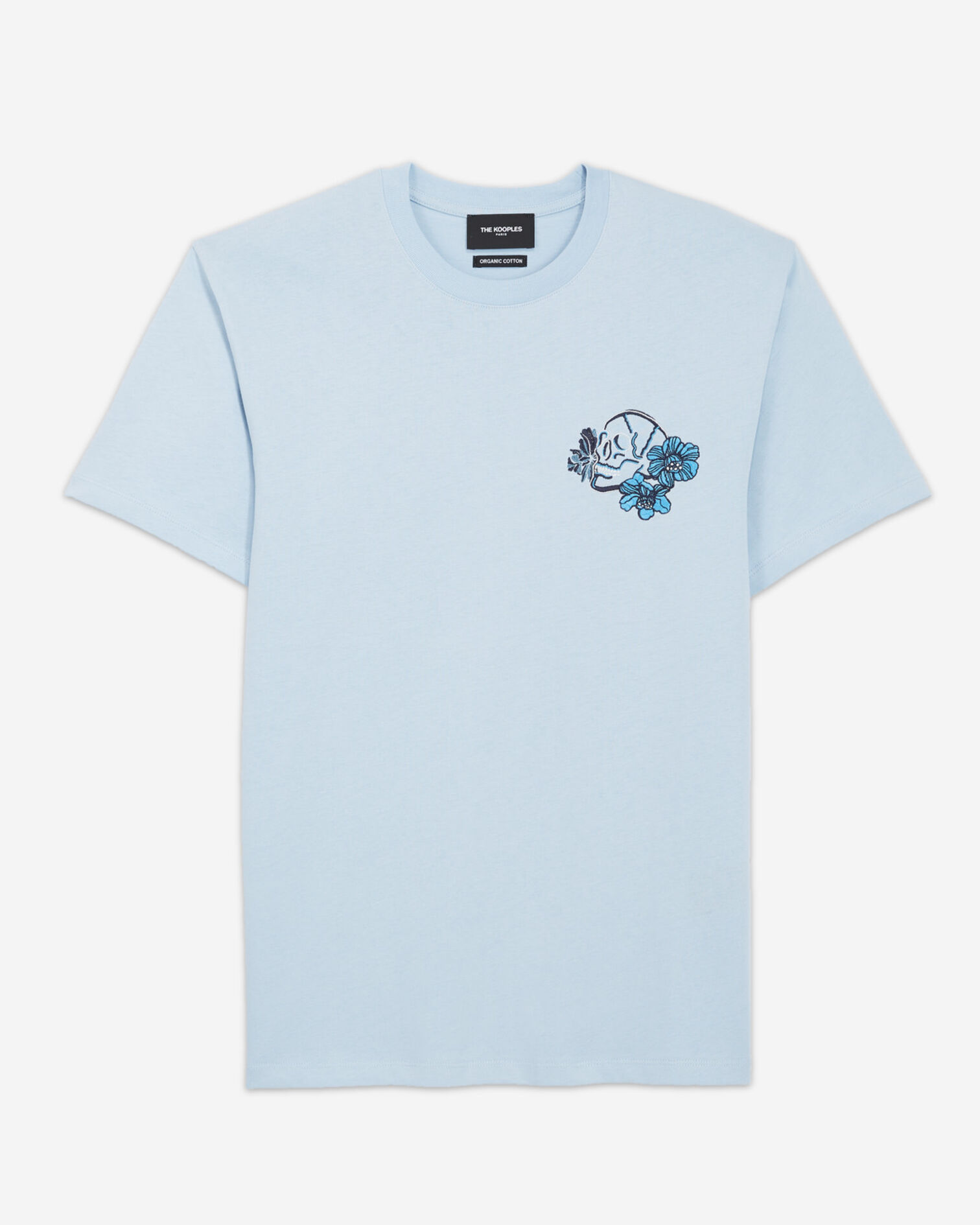 Blue printed T-shirt with skull and flowers, BLUE, hi-res image number null