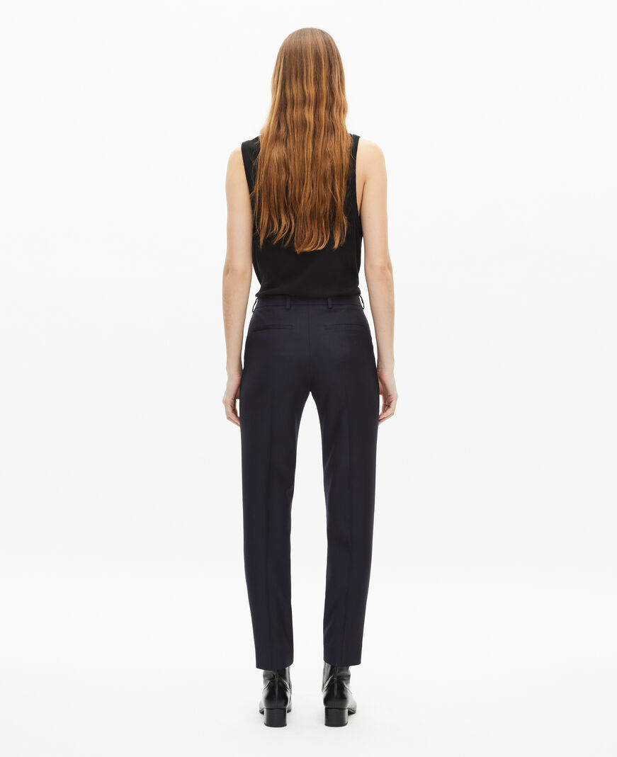 The Kooples WOMEN NAVY navy blue slim-fit wool tailored trousers