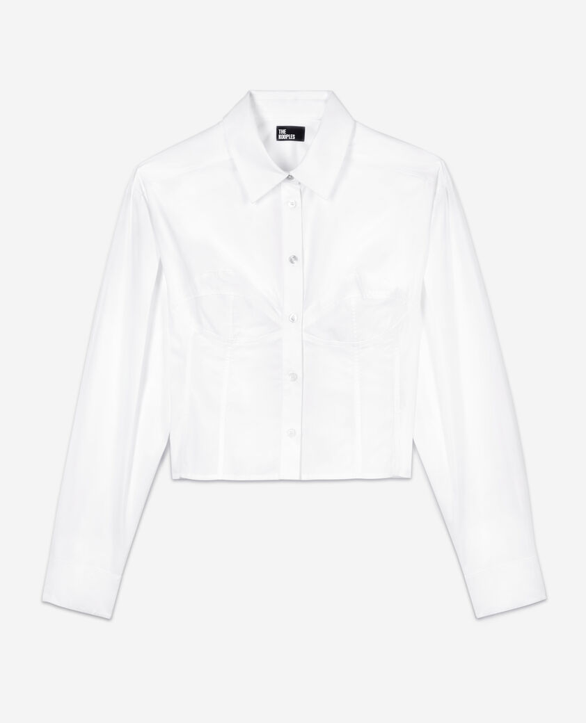 The Kooples MUJER WHITE camisa blanca pespuntes tipo cors&eacute;