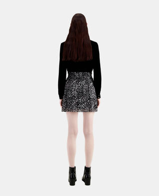 The Kooples FEMME BLACK WHITE jupe courte imprim&eacute;e avec smocks