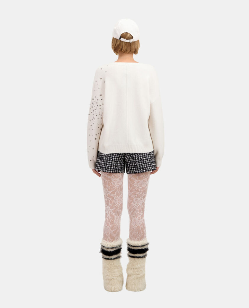 The Kooples WOMEN ECRU ecru sweater in cashmere-blend with stars