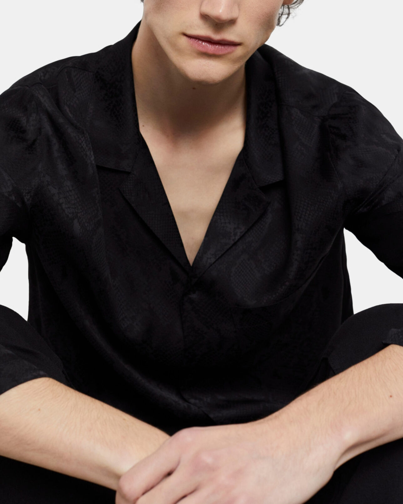 The Kooples HOMME BLACK chemise casual python noir