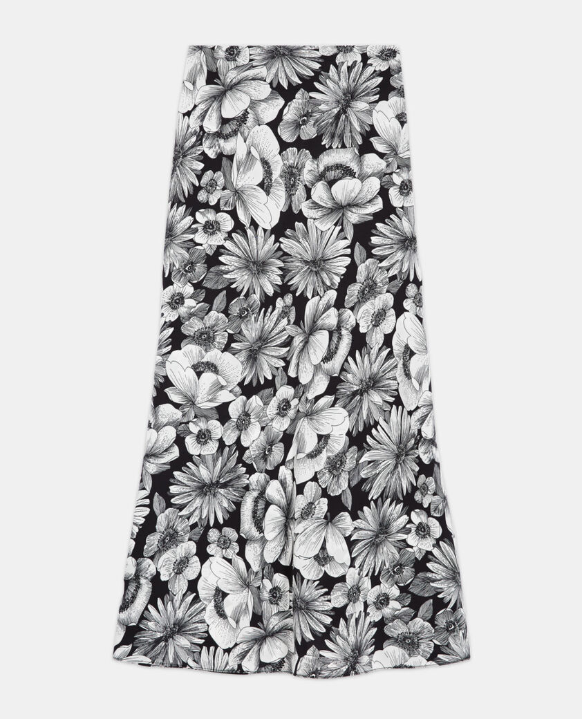 The Kooples F BLACK WHITE long floral silk skirt