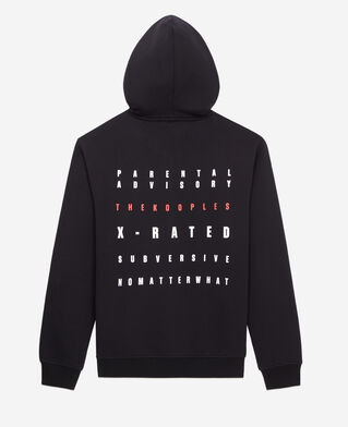 The Kooples HERREN BLACK schwarzes kapuzensweatshirt mit siebdruck x rated
