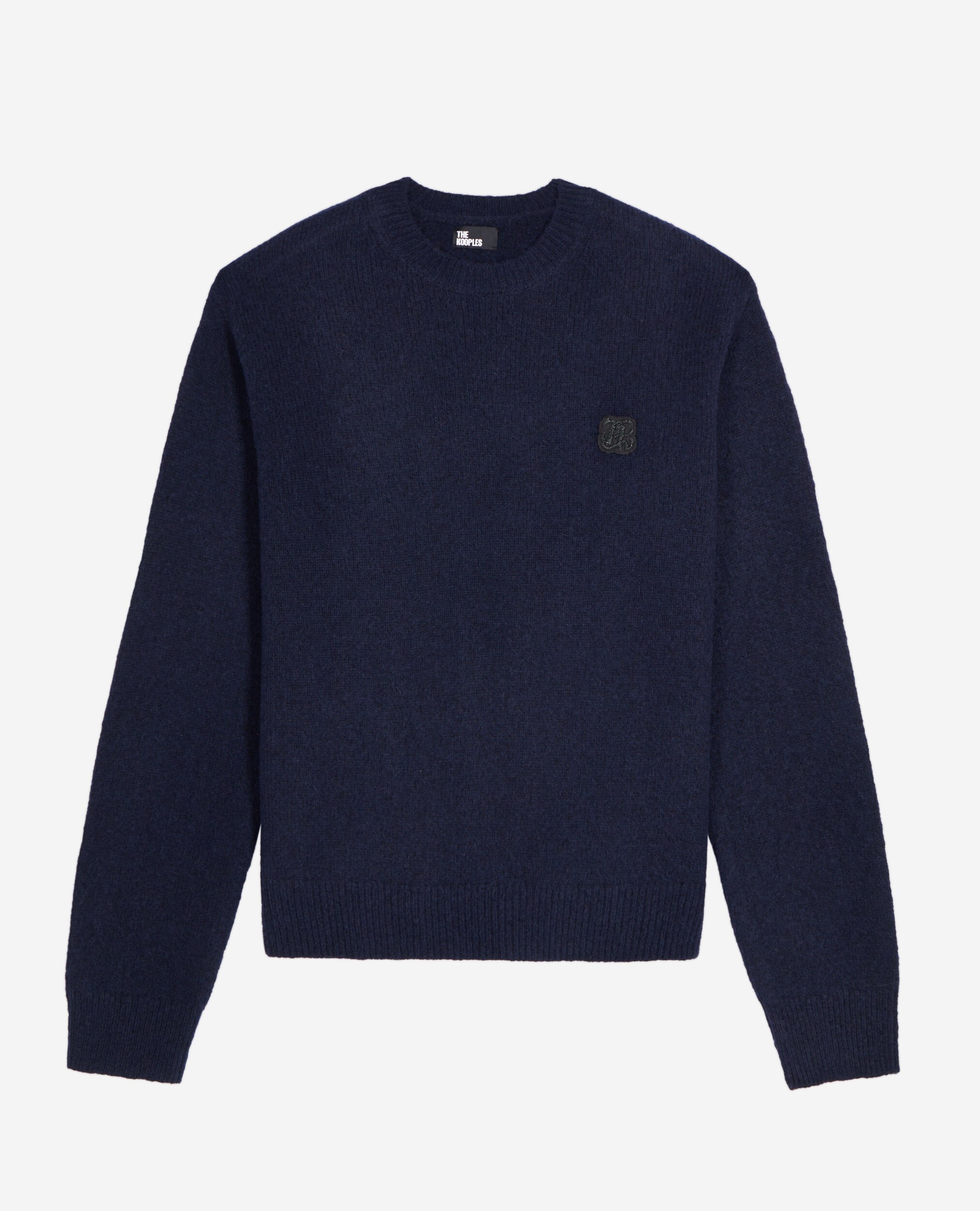 Navy blue wool and alpaca blend sweater, NAVY, hi-res image number null