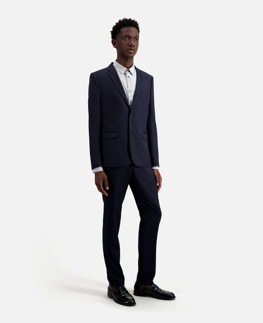 veste de costume en laine bleu marine