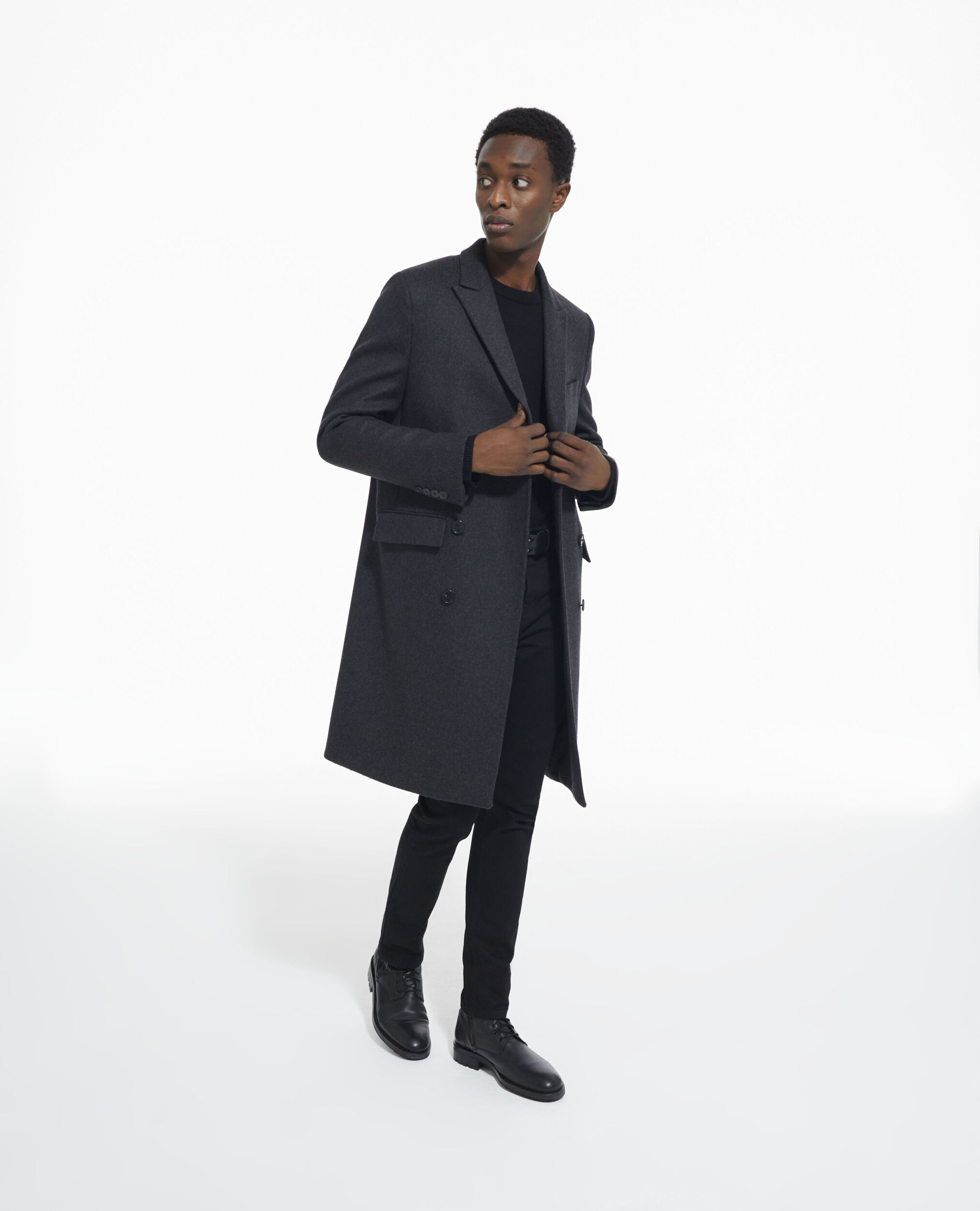 Long grey wool coat best sale