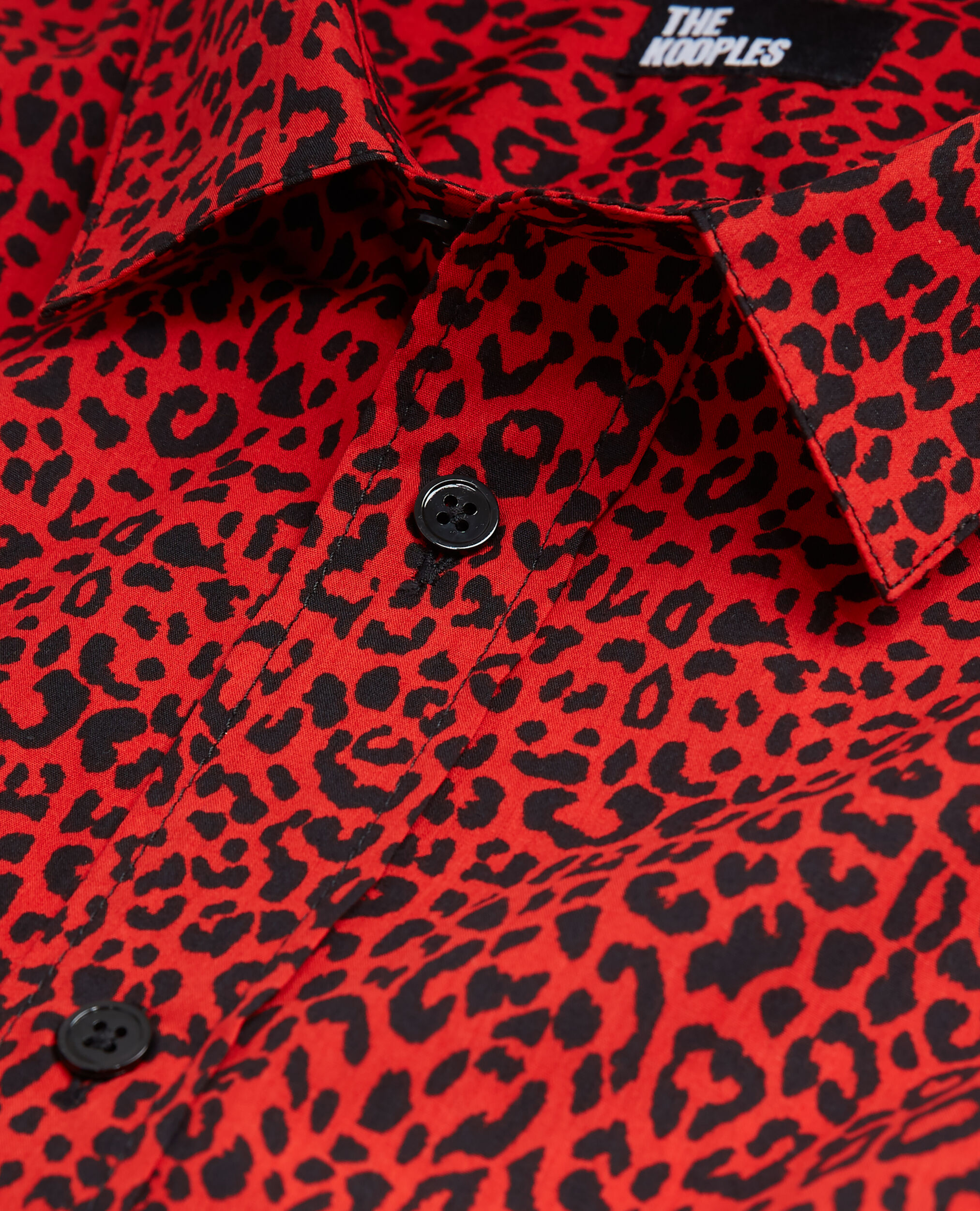 Red leopard print shirt with classic collar The Kooples US
