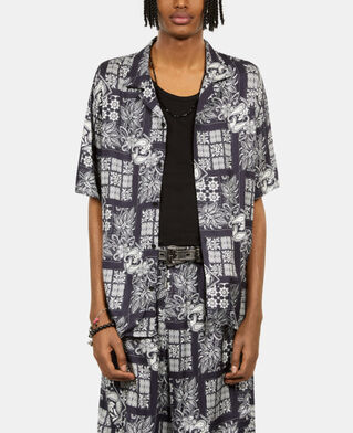 The Kooples H NAVY / WHITE printed short-sleeved shirt