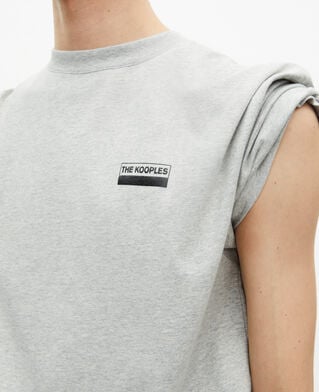 The Kooples MEN LIGHT GREY MELANGE gray screen print t-shirt