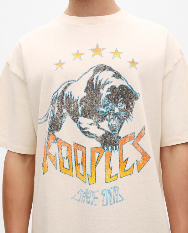 The Kooples MEN ECRU t-shirt with ecru screen print
