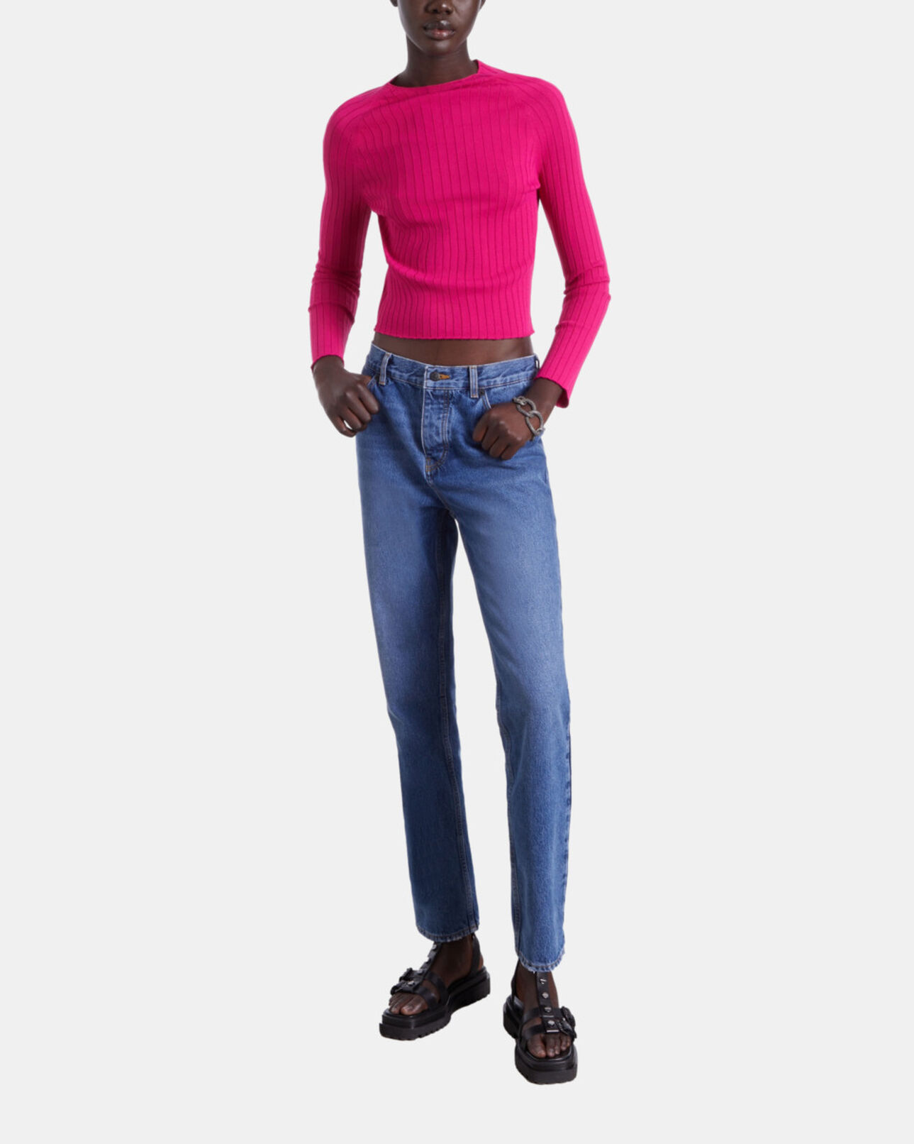 The Kooples WOMEN RASPBERRY fuchsia ribbed sweater