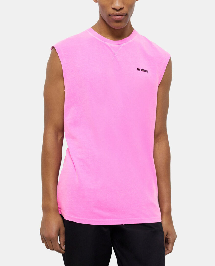 The Kooples HOMME FLUO PINK t-shirt homme rose fluo avec logo