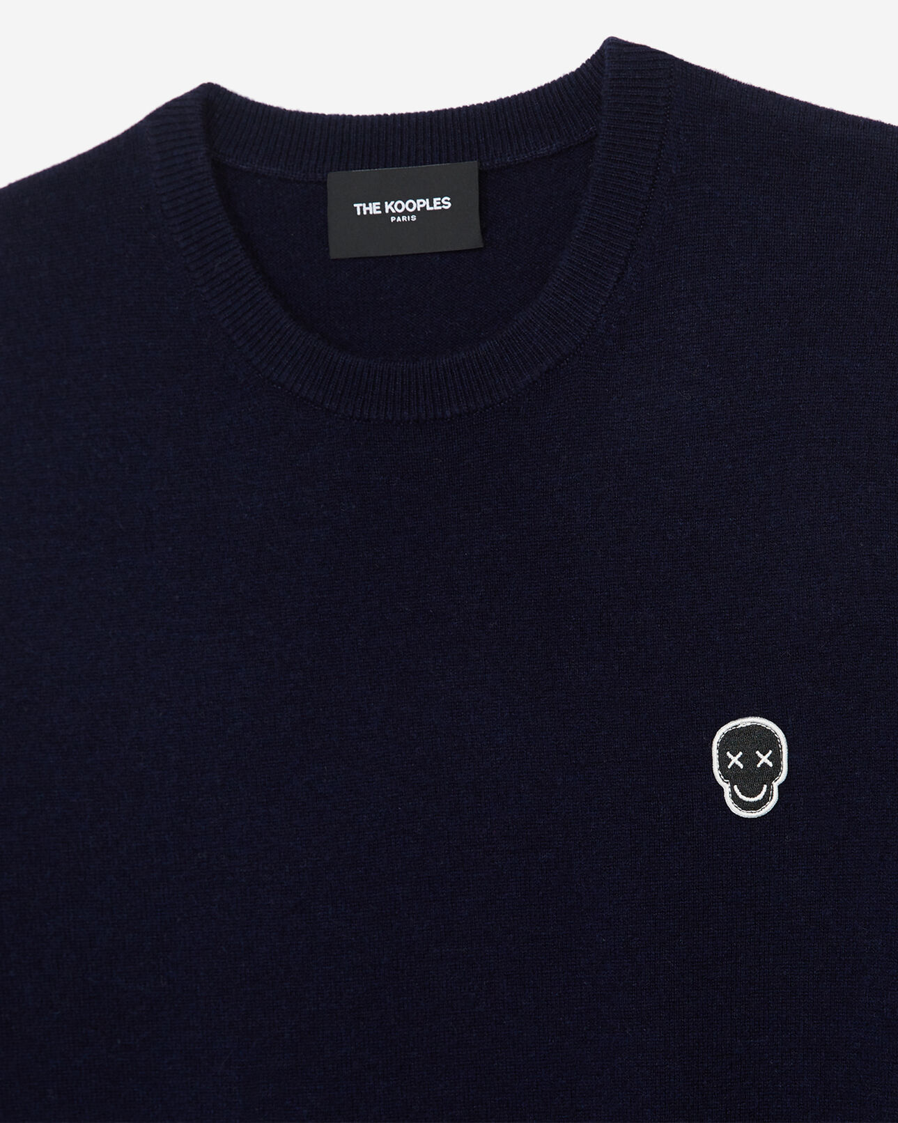 The Kooples HOMME DARK NAVY pull cachemire bleu col rond