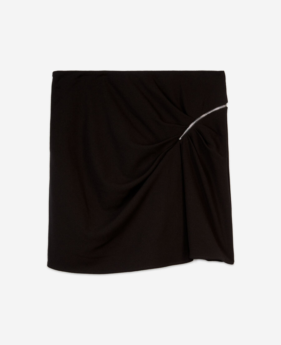 The Kooples F BLACK short black crepe skirt with zipper