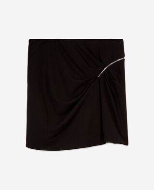 The Kooples F BLACK short black crepe skirt with zipper