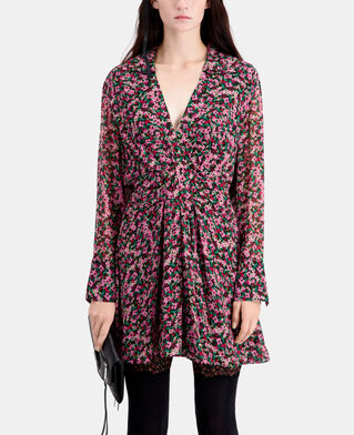 The Kooples WOMEN MULTICOLOR short printed dress with draping