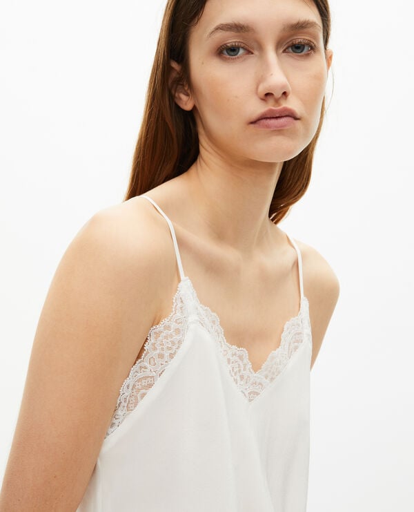 Sale Debardeur Debardeur En Soie Et Dentelle Clearance Haut Col V