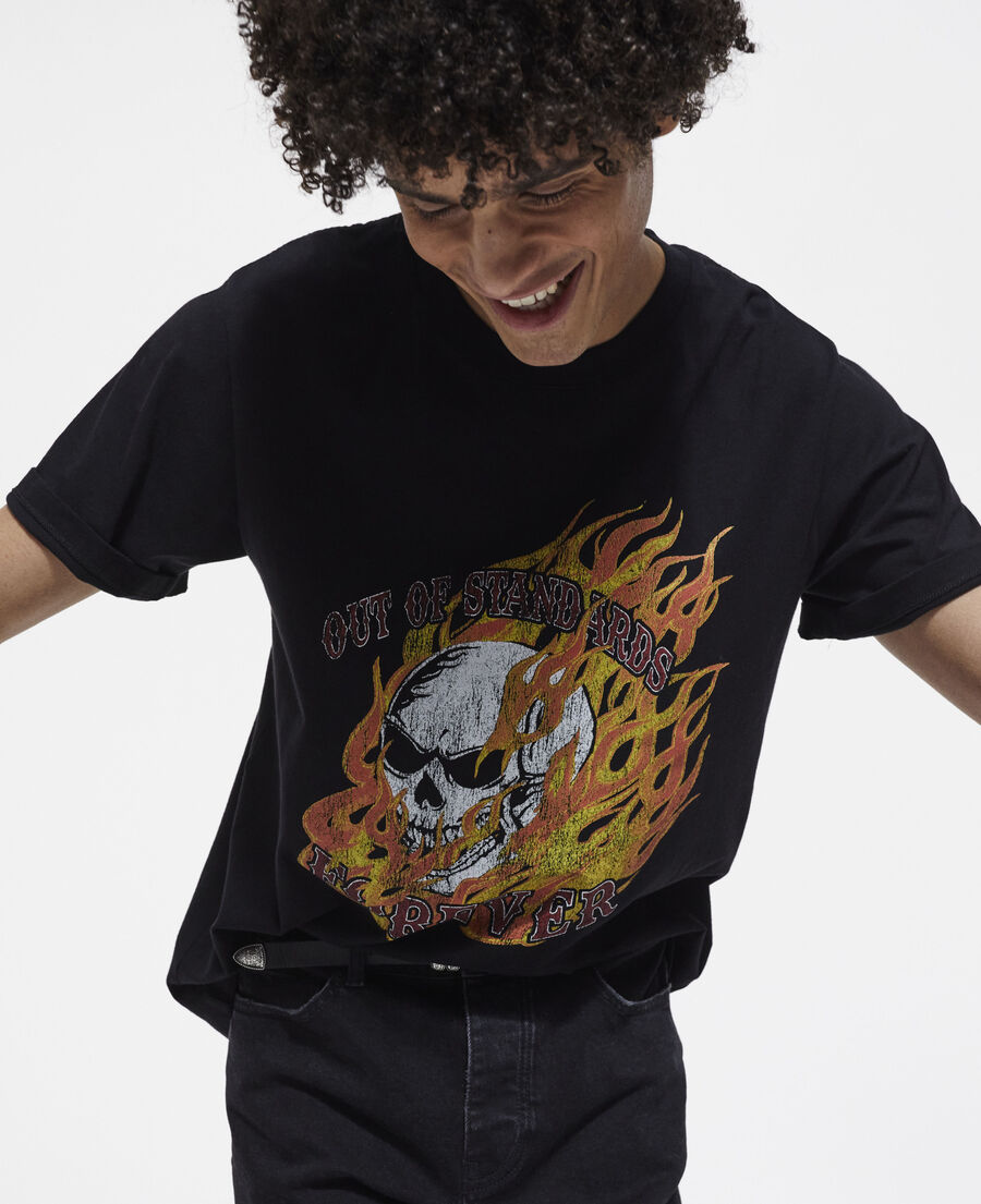 schwarzes t-shirt mit siebdruck