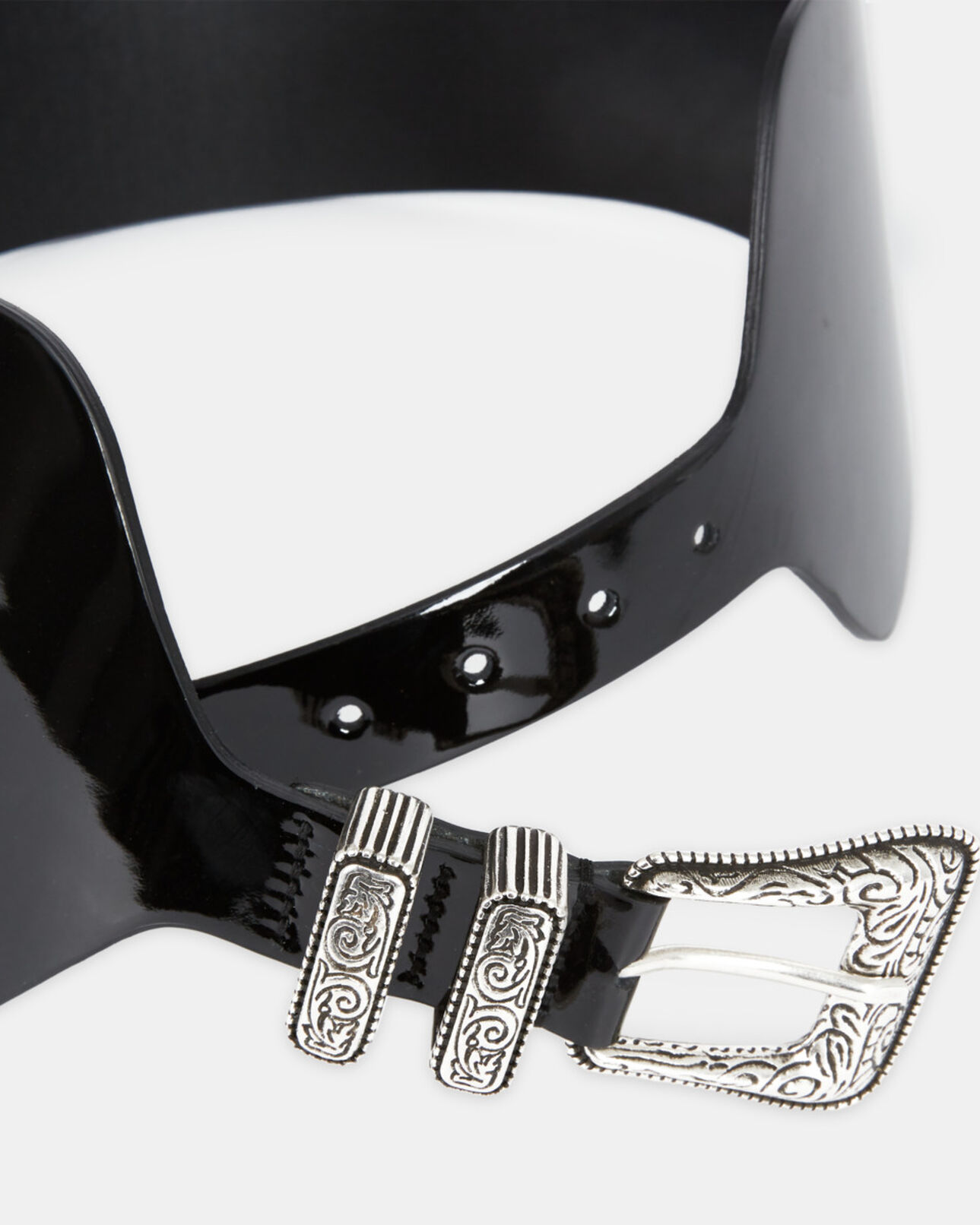 The Kooples DAMEN BLACK breiter gürtel aus schwarzem vinyleder