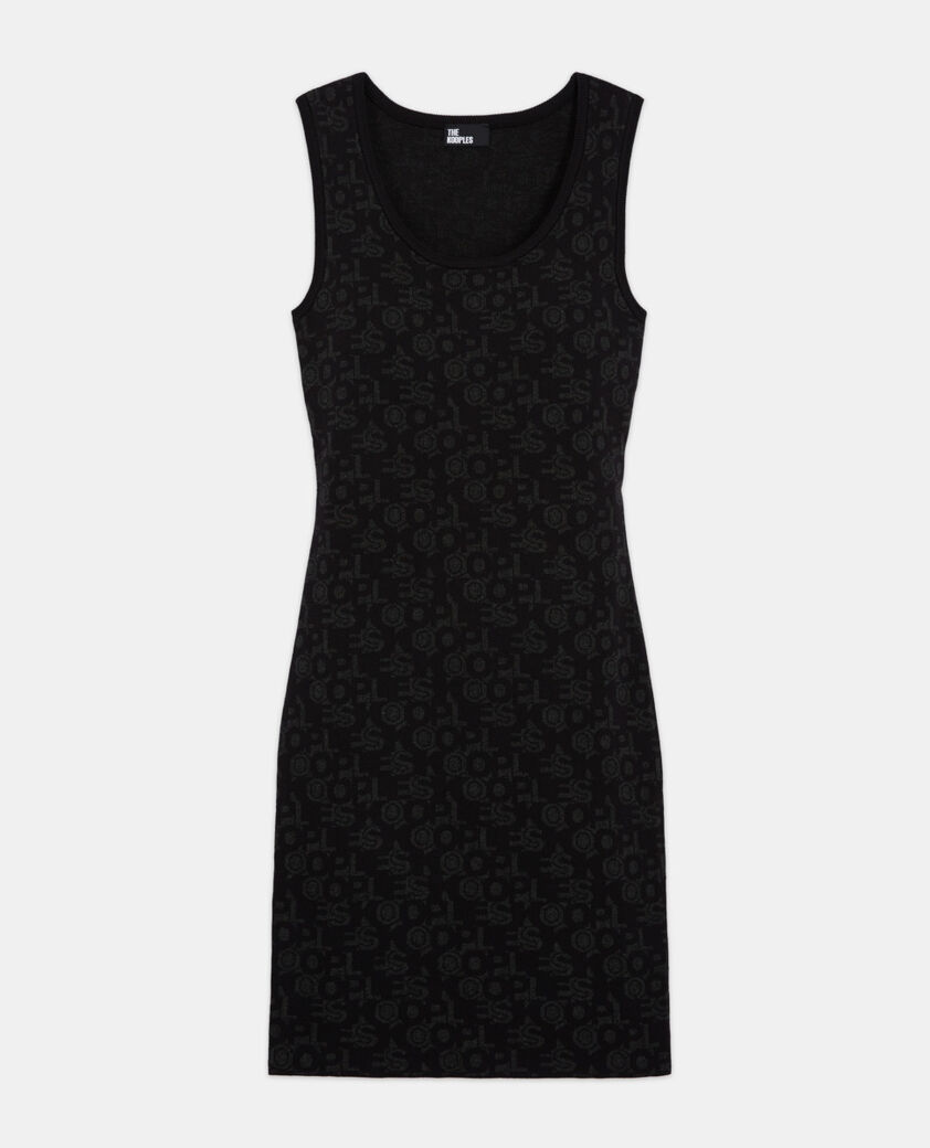 The Kooples WOMEN BLACK DARK GREY short dress with the kooples logo