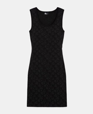 The Kooples WOMEN BLACK DARK GREY short dress with the kooples logo