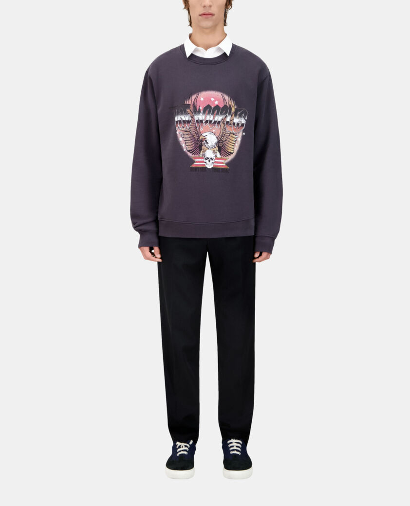 The Kooples H CARBONE carbon gray sweatshirt with rock eagle serigraphy