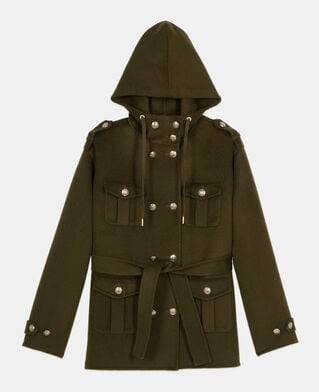 The Kooples WOMEN KAKI khaki officer-style wool blend jacket