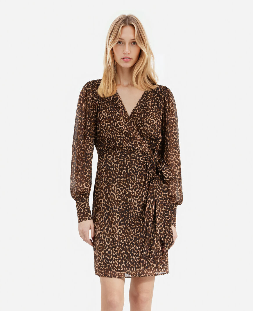 The Kooples FEMME LEOPARD robe portefeuille courte imprimé léopard