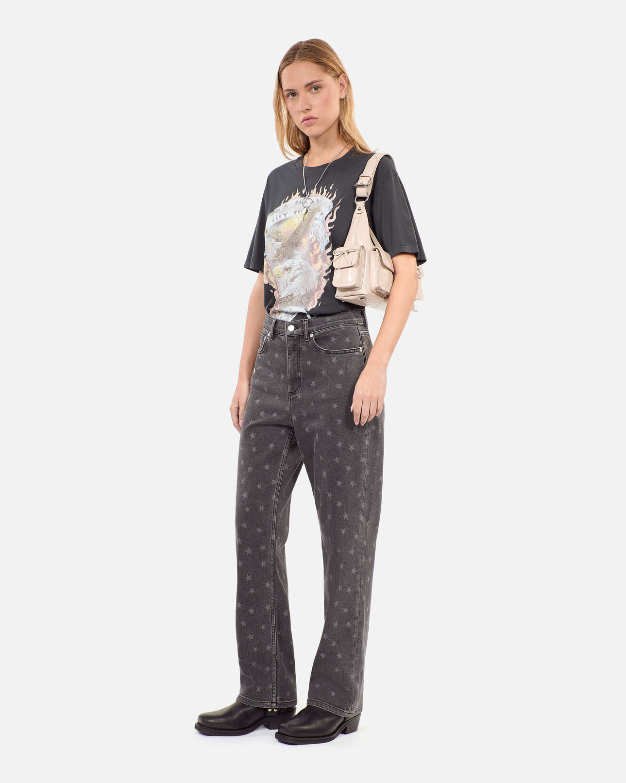 The Kooples WOMEN BLACK star printed boyfriend jeans
