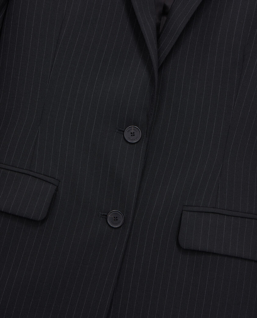 The Kooples WOMEN BLACK WHITE black striped wool-blend suit jacket