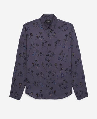 The Kooples H BLUE BLACK flowing printed shirt gray floral print
