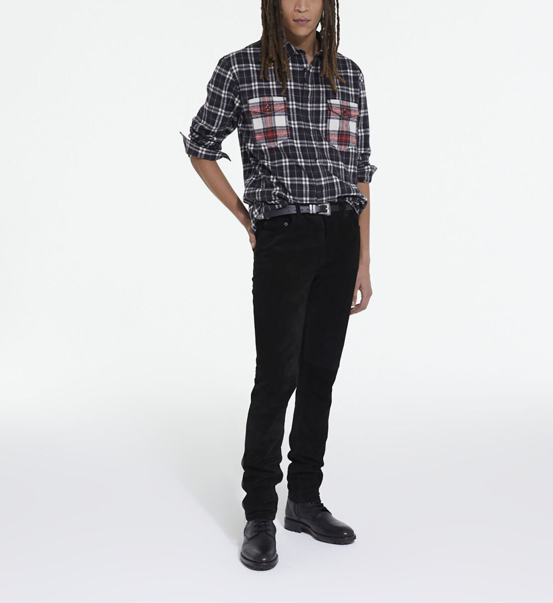 Check classic collar shirt