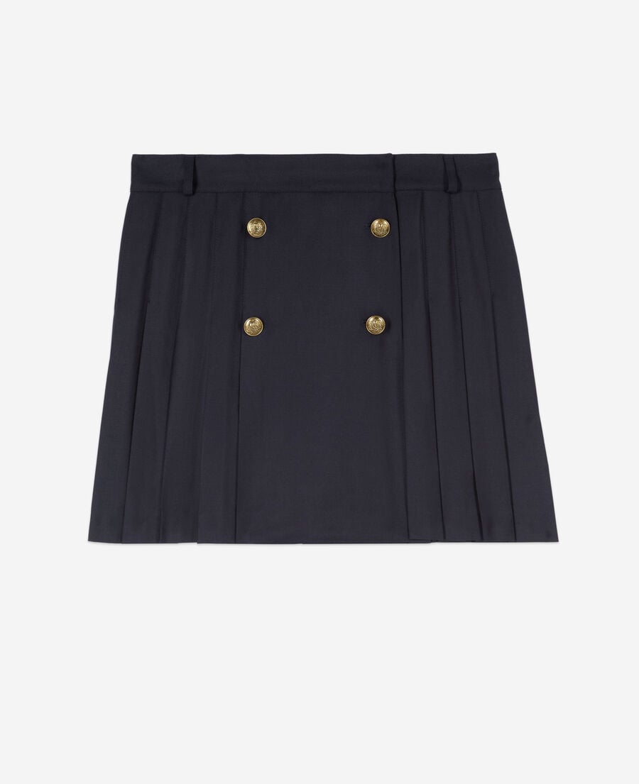 The Kooples FEMME DARK NAVY jupe courte plissée bleu marine
