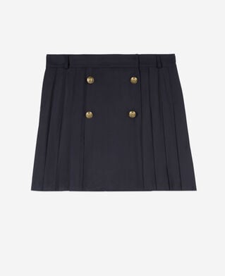 The Kooples FEMME DARK NAVY jupe courte plissée bleu marine